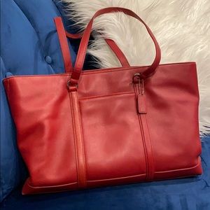Vintage Coach Large Red Leather Tote Bag 9400
